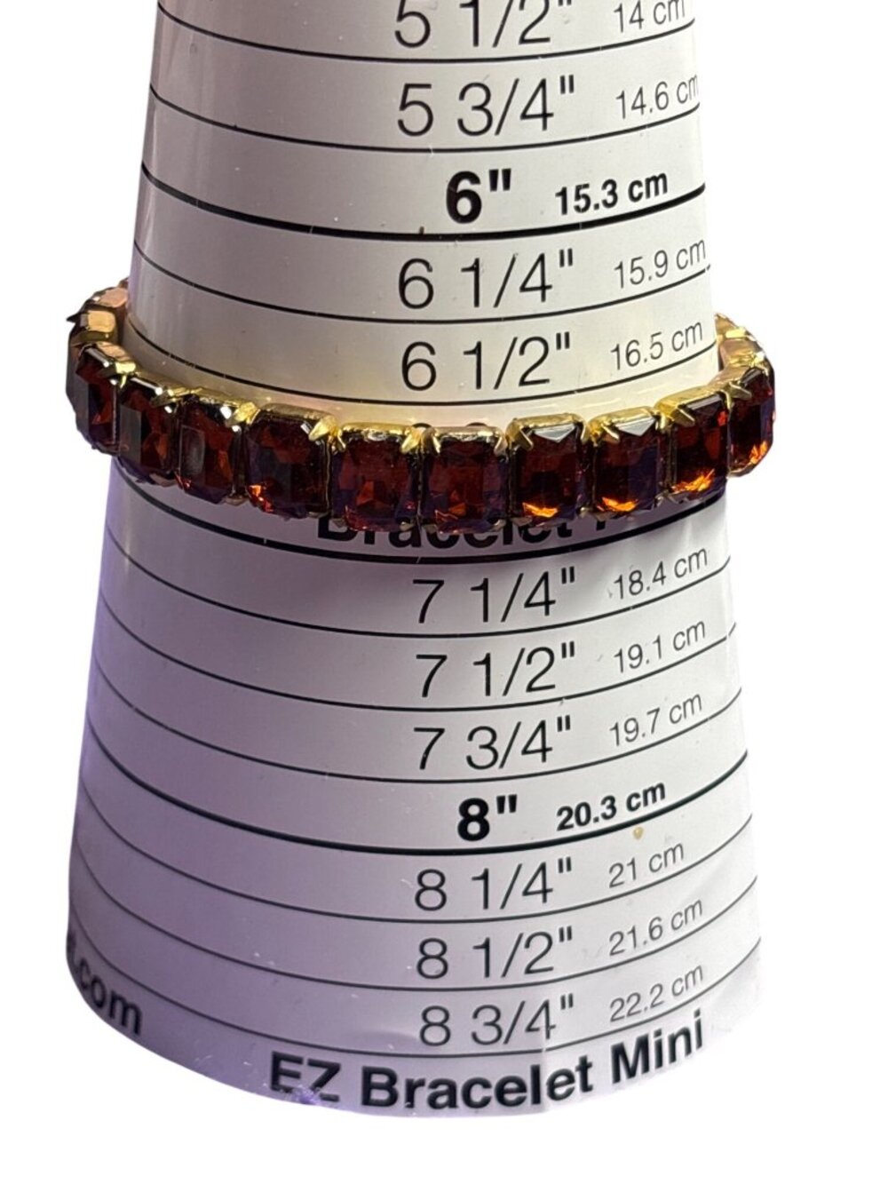 Vintage Brown Rhinestone Stretchy Bracelet Goldtone 6.75 inches Unstretched